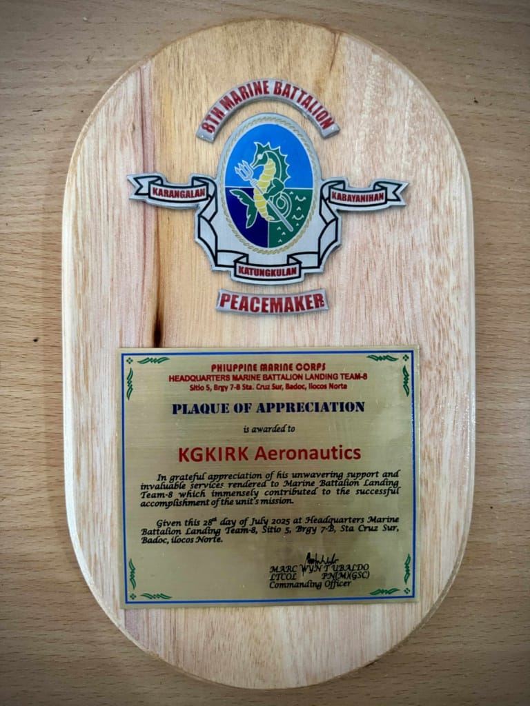 KGKirk Aeronautics Corp. Honored by Philippine Marine Corps for Outstanding Support - Award